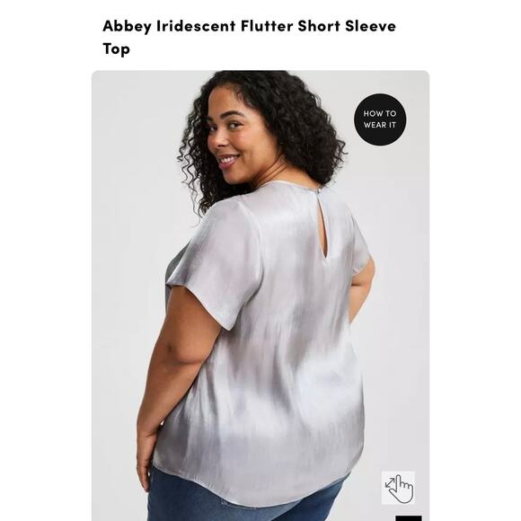 Torrid Abbey Iridescent Flutter Short Sleeve Top - Size 2 (18/20) ** - Picture 3 of 9